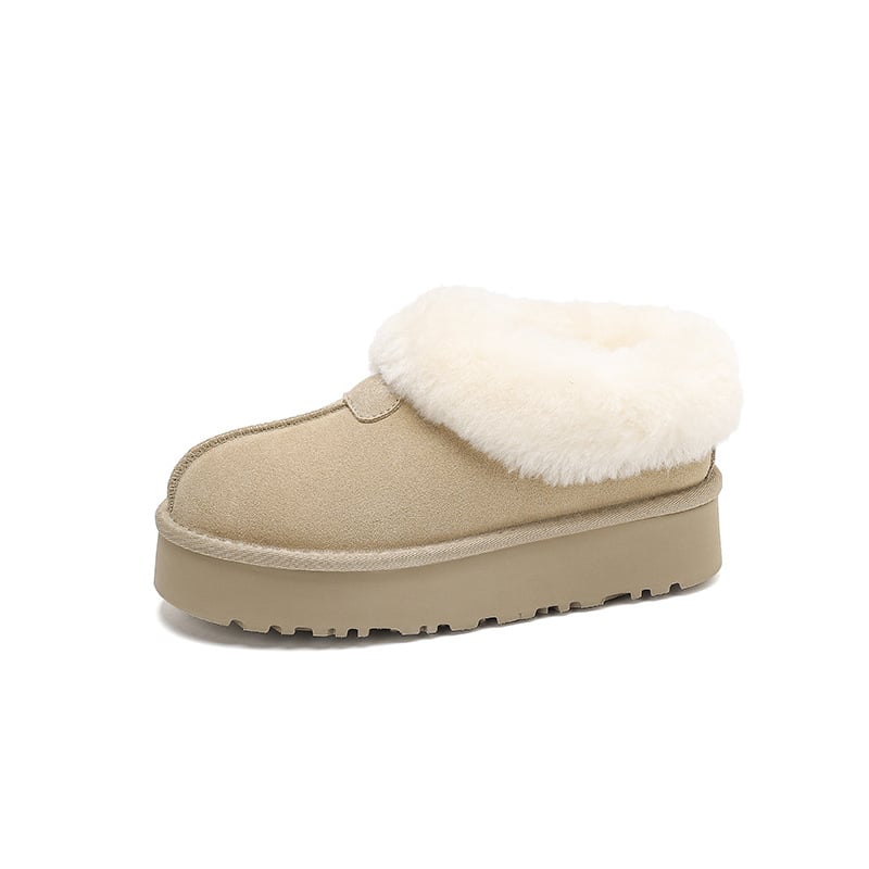 Sieviešu ziemas zābaki no īstas ādas ar bieza zole, vilnas iekšpuse, potītes augstums zemāks, 4 cm papēdis, EVA zole