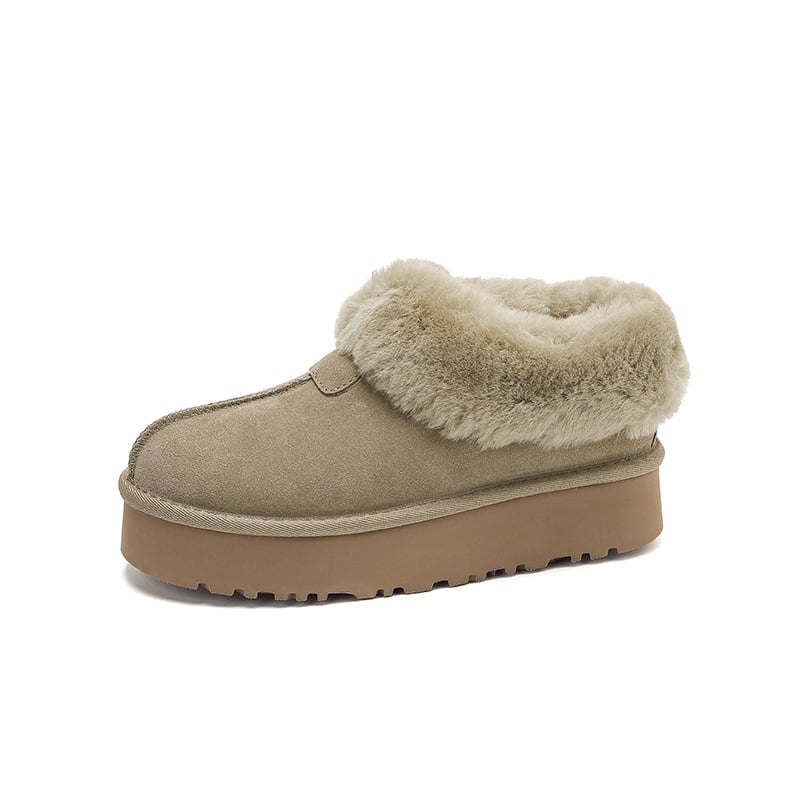 Sieviešu ziemas zābaki no īstas ādas ar bieza zole, vilnas iekšpuse, potītes augstums zemāks, 4 cm papēdis, EVA zole