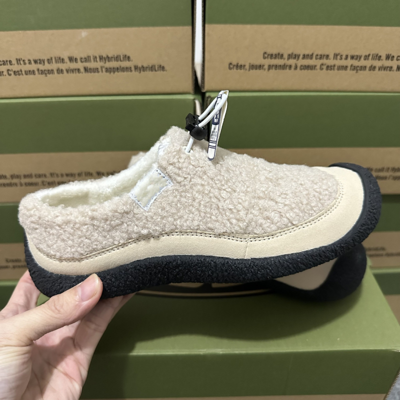 Siltas pūkainas slip-on čības sievietēm ar kokvilnas odas, gumijas zole, ikdienas stils