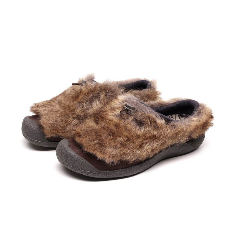 Siltas pūkainas slip-on čības sievietēm ar kokvilnas odas, gumijas zole, ikdienas stils