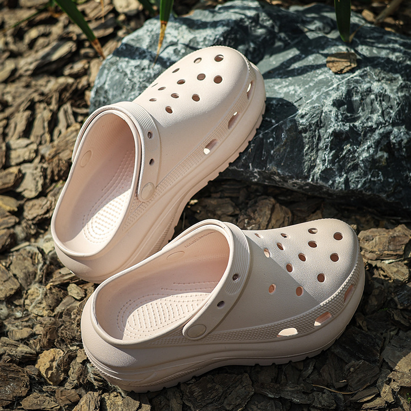 Sieviešu Crocs stila sandales, EVA augšējā daļa un EVA zole, 5 cm bieza zole, pretslīdēšana, injekcijas formēta zole