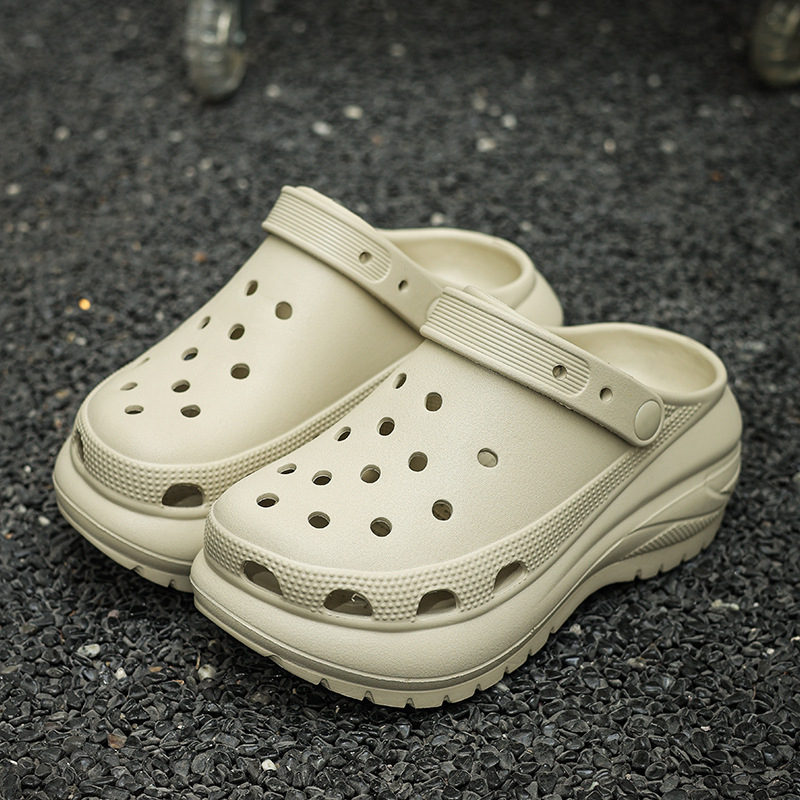 Sieviešu Crocs stila sandales, EVA augšējā daļa un EVA zole, 5 cm bieza zole, pretslīdēšana, injekcijas formēta zole