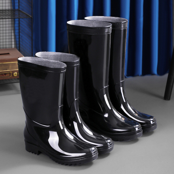 Дъждовни ботуши от PVC, високи, антихлъзгави, подплатени с пух, EVA стелка