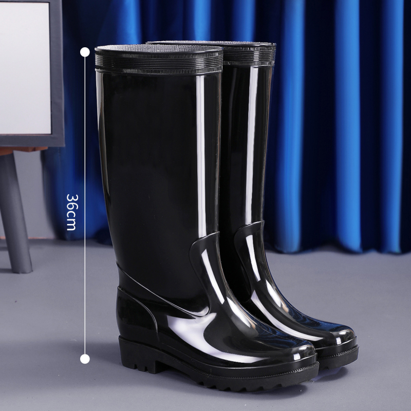 Дъждовни ботуши от PVC, високи, антихлъзгави, подплатени с пух, EVA стелка