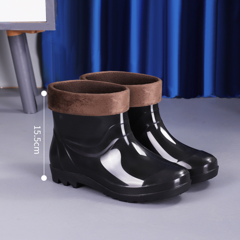 Дъждовни ботуши от PVC, високи, антихлъзгави, подплатени с пух, EVA стелка
