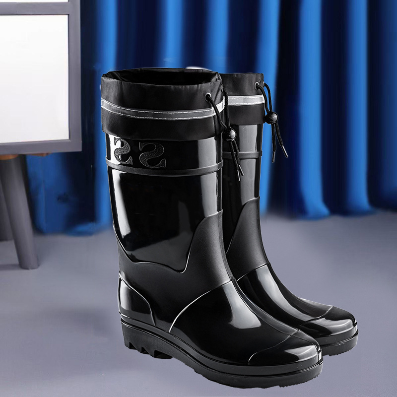 Дъждовни ботуши от PVC, високи, антихлъзгави, подплатени с пух, EVA стелка