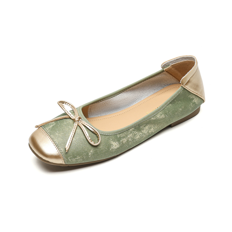 Sieviešu balerīnas ar taisnu purnu; augšdaļa no mikrošķiedras; iekšējā odere PU; zole no gumijas; zems papēdis