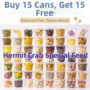 Hernetkarbi toiduk: dehüdrataeritud ja külmkuivatatud, kõrge kaltsiumi sisaldus, kuivatatud kala ja krevett, suhkruvabad kookoshelbed