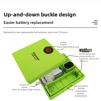 Mini No. 5 sausų baterijų deguonies siurblys akvariumui — avarinis aeratorius lauko žvejybai