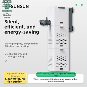 Akvariumo filtras viskas viename su integruotu siurbliu ir deguonies tiekimu; Medžiaga: Plastikas