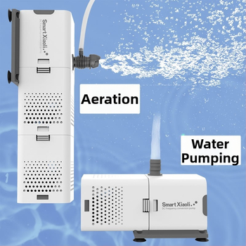 Akvariumo filtras viskas viename su integruotu siurbliu ir deguonies tiekimu; Medžiaga: Plastikas