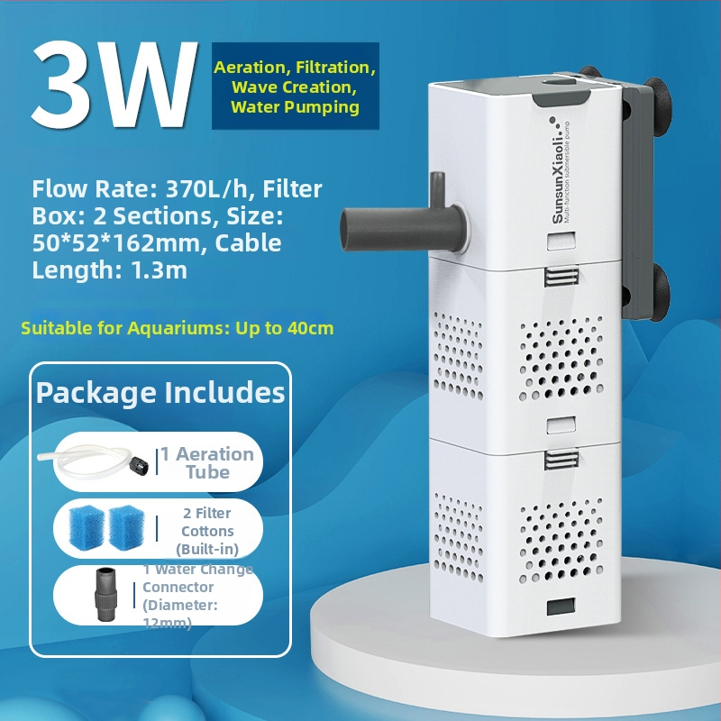 Akvariumo filtras viskas viename su integruotu siurbliu ir deguonies tiekimu; Medžiaga: Plastikas