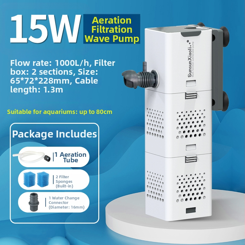 Akvariumo filtras viskas viename su integruotu siurbliu ir deguonies tiekimu; Medžiaga: Plastikas