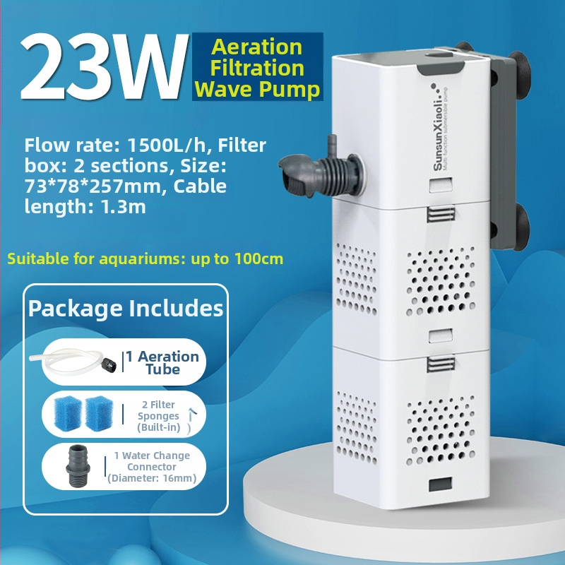 Akvariumo filtras viskas viename su integruotu siurbliu ir deguonies tiekimu; Medžiaga: Plastikas