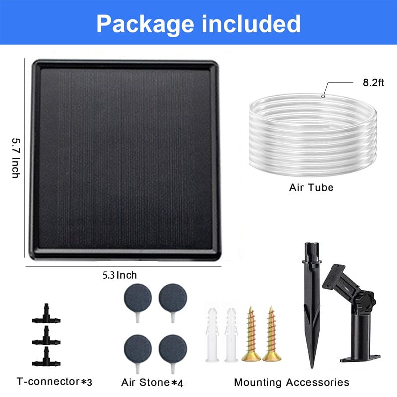 Greedy Saulės USB įkraunamas oksigenatorius lauko tvenkiniui ir akvariumui – lengvas, svoris 350 g