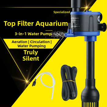 Trys į vieną akvariumo siurblys su filtravimu ir aeracija; plastmasinis korpusas; vertikalus sienos montavimas