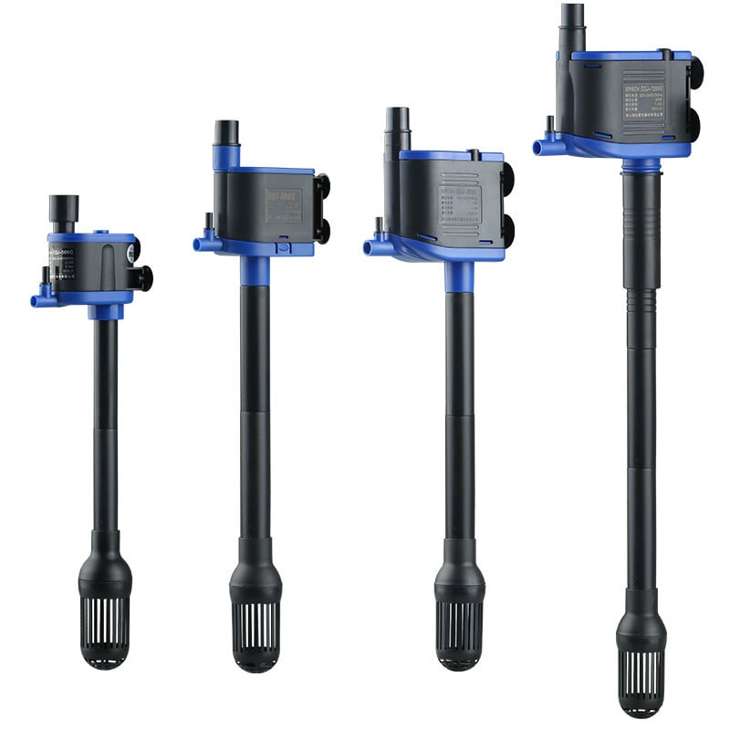 Аквариумна потапяща помпа с три в едно: филтрация и аериране; пластмасов корпус; вертикален монтаж на стената