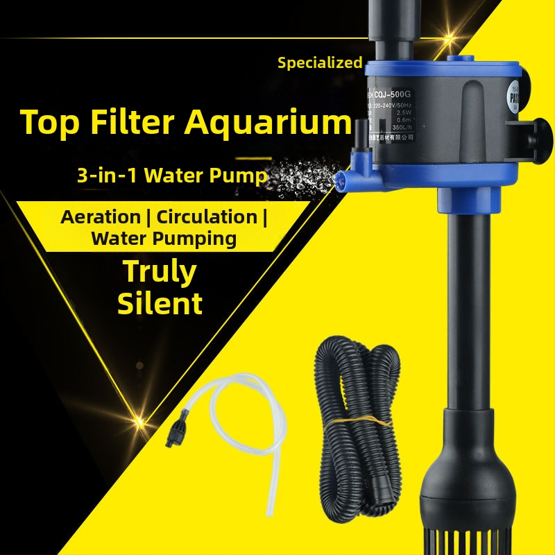 Trys į vieną akvariumo siurblys su filtravimu ir aeracija; plastmasinis korpusas; vertikalus sienos montavimas