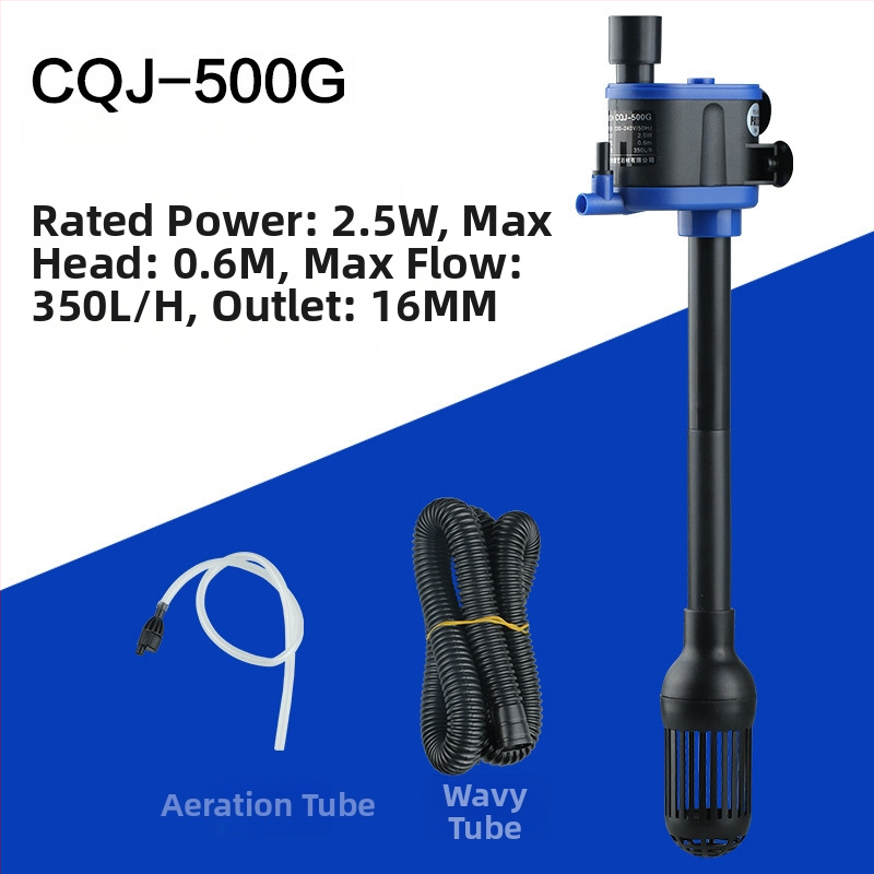 Trys į vieną akvariumo siurblys su filtravimu ir aeracija; plastmasinis korpusas; vertikalus sienos montavimas