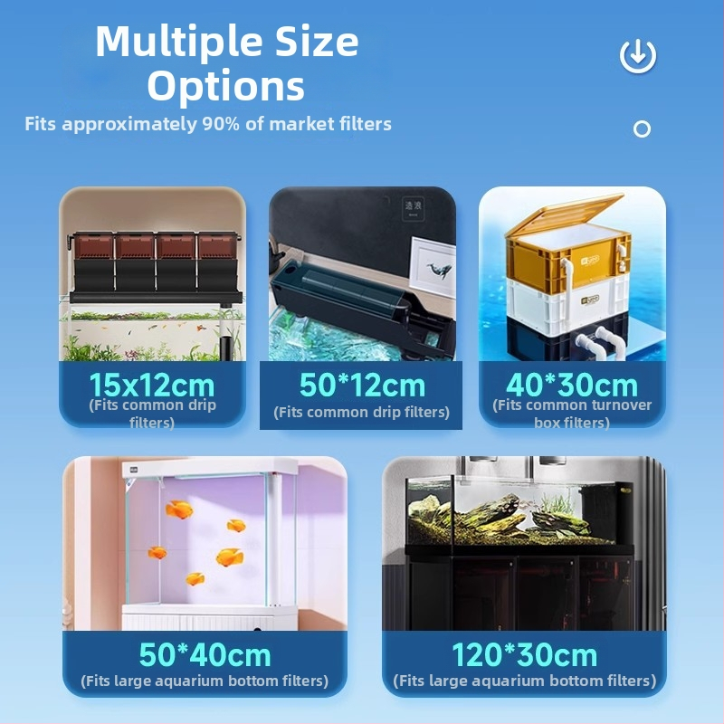 Yee филтърна памучна материя за аквариум – висока плътност, висока пропускливост, измиваема, изрязва се по размер; Материал: филтърна памучна материя; Тегло: 1 кг