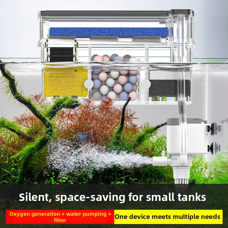 Sieninis akvariumo cirkuliacijos filtras, 3-in-1 deguonies tiekimas ir vandens valymas, plastikas, Songbao 22222