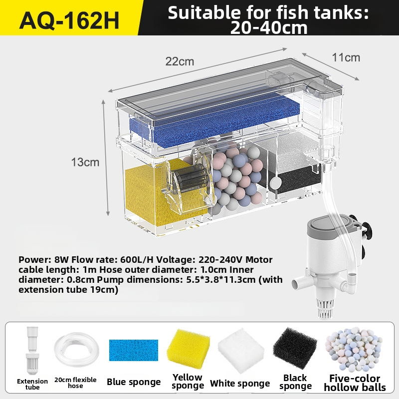 Sieninis akvariumo cirkuliacijos filtras, 3-in-1 deguonies tiekimas ir vandens valymas, plastikas, Songbao 22222