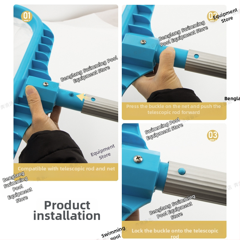 Tvirtas giluminio vandens baseino lapų tinklas su nuimamu laikikliu