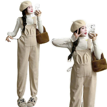 Nėščios moters kombinezonos su petnešomis — 3/4 ilgio kelnės, Chenille audinys, elastanas <30%, mikroelastinis, laisvas kirpimas