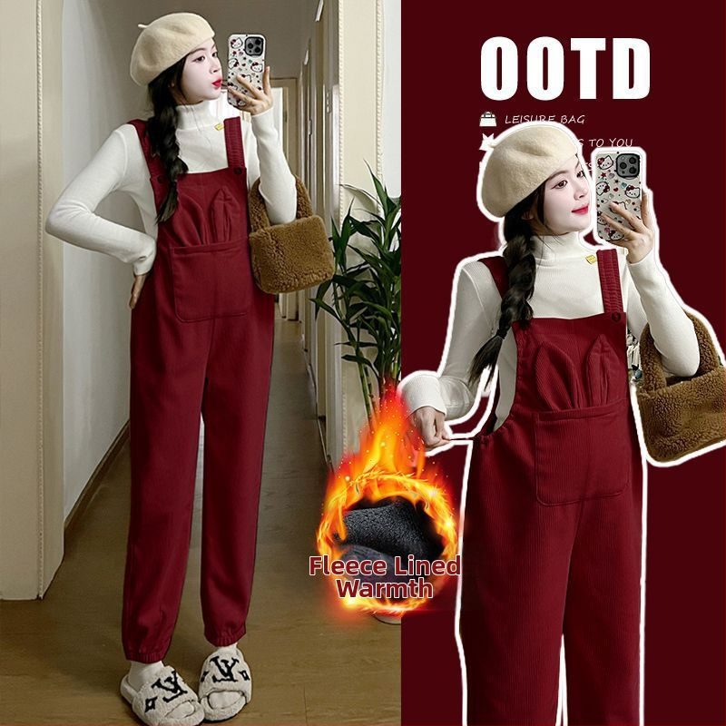 Nėščios moters kombinezonos su petnešomis — 3/4 ilgio kelnės, Chenille audinys, elastanas <30%, mikroelastinis, laisvas kirpimas