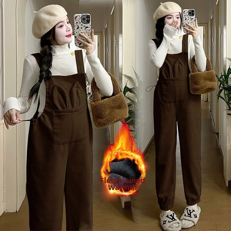 Nėščios moters kombinezonos su petnešomis — 3/4 ilgio kelnės, Chenille audinys, elastanas <30%, mikroelastinis, laisvas kirpimas