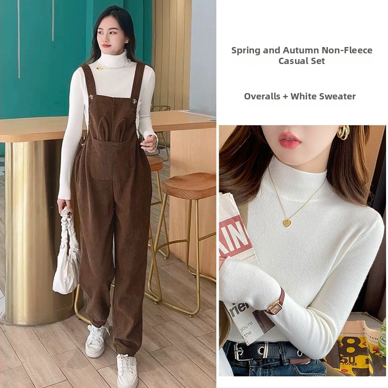 Nėščios moters kombinezonos su petnešomis — 3/4 ilgio kelnės, Chenille audinys, elastanas <30%, mikroelastinis, laisvas kirpimas