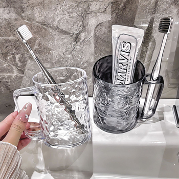 Akrilo cilindrinė dantų šepetėlio ir skalavimo puodelis su ledinių kalnų raštu, lengvojo prabanga stilius