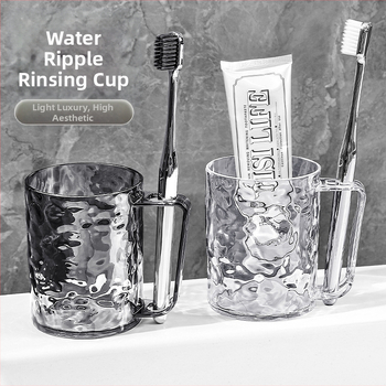 Akrilo cilindrinė dantų šepetėlio ir skalavimo puodelis su ledinių kalnų raštu, lengvojo prabanga stilius