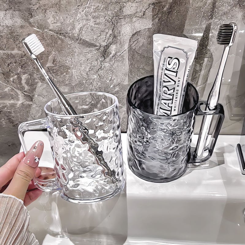 Akrilo cilindrinė dantų šepetėlio ir skalavimo puodelis su ledinių kalnų raštu, lengvojo prabanga stilius