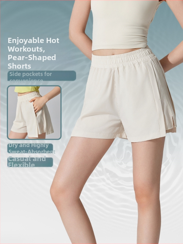 Moterų sportinės šortai, greitai džiūstantys ir kvėpuojantys, sintetinių pluoštų mišinys, 90% poliesteris / 10% elastanas, vasara 2024