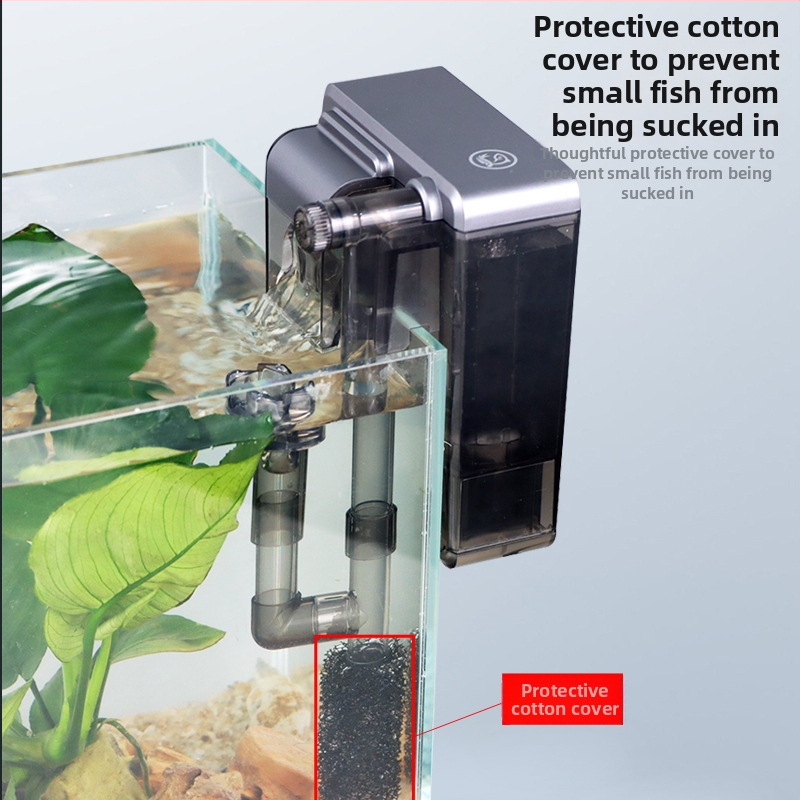 Sieninis akvariumo filtras — 3-in-1 filtravimas, vandens cirkuliacija ir deguonies tiekimas, plastmasinis korpusas, filtravimo vata