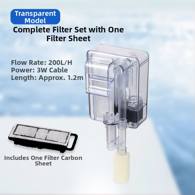Sieninis akvariumo filtras — 3-in-1 filtravimas, vandens cirkuliacija ir deguonies tiekimas, plastmasinis korpusas, filtravimo vata