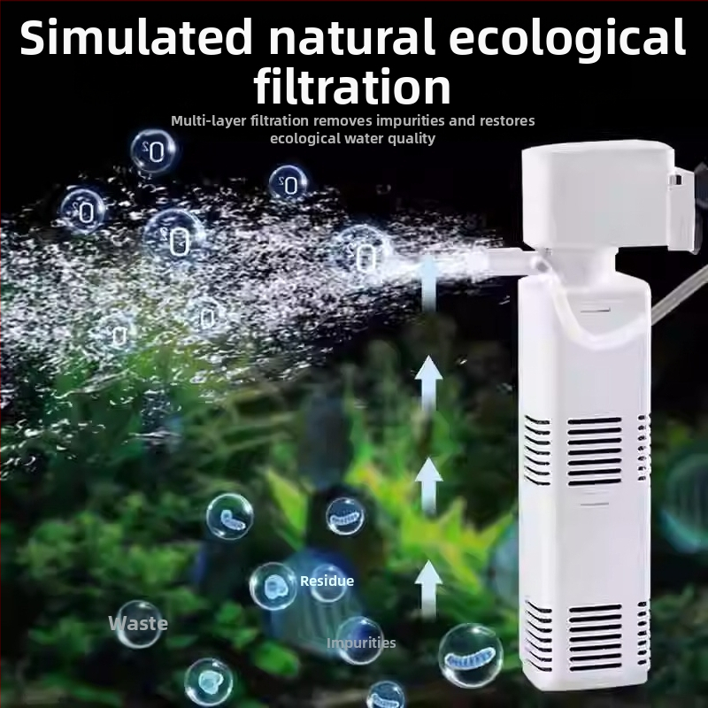 Аквариумен филтър помпа 3-в-1 за циркулация и кислородиране (пластмаса; филтър-памук; Songbao; сладководни риби)