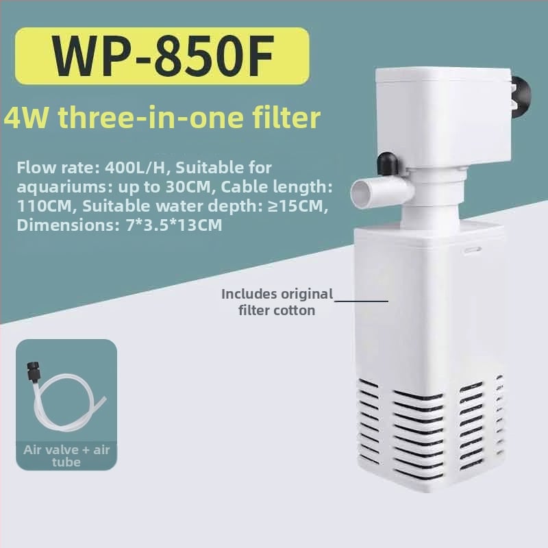 Аквариумен филтър помпа 3-в-1 за циркулация и кислородиране (пластмаса; филтър-памук; Songbao; сладководни риби)