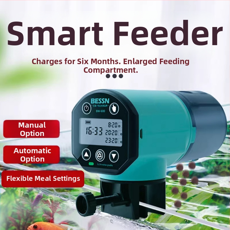 Automatinis žuvų šėrimo įrenginys akvariumui, plastmasinė konstrukcija, prekinis ženklas BESSN, pilnas komplektas, tinkamas akvariumui