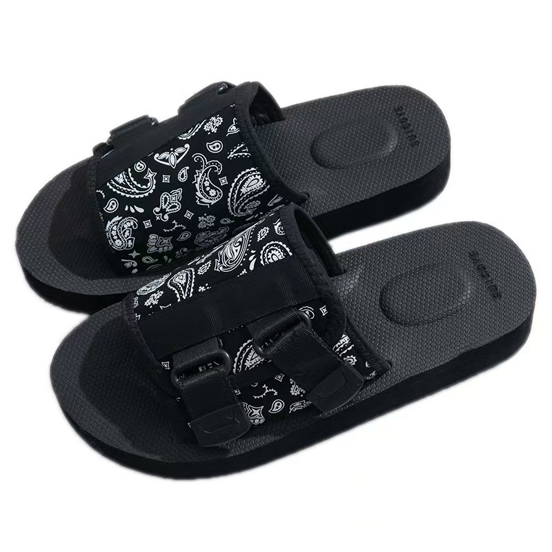 Uniszex kényelmes tengerparti flip-flop papucs - textil felsőrész, PVC talp, nyomtatott kivitel, nyár 2025