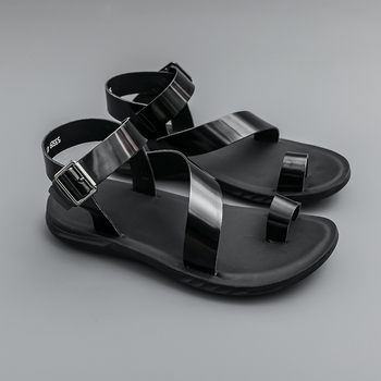 Xunqi Férfi Szandálok Slip-On, Légáteresztő, PU Felsőrész, Gumitalp, Nyár, Zárt Toe