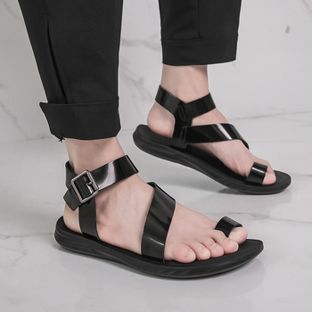 Xunqi Férfi Szandálok Slip-On, Légáteresztő, PU Felsőrész, Gumitalp, Nyár, Zárt Toe