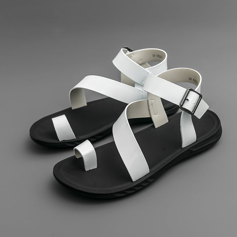 Xunqi Férfi Szandálok Slip-On, Légáteresztő, PU Felsőrész, Gumitalp, Nyár, Zárt Toe