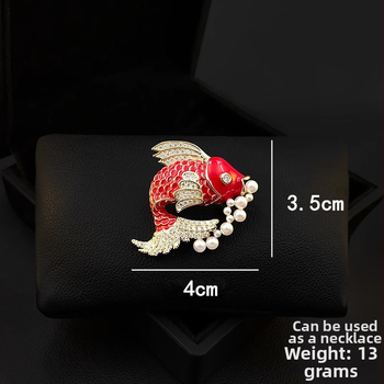 Koi broš ar pērlēm, no cinka sakausējuma, elektroplēšana, dekoratīvs dizains