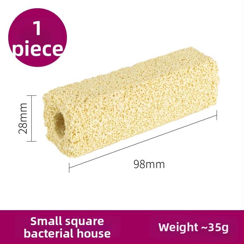 Natūralios keramikos filtravimo medžiaga akvariumui – nitrifikacinių bakterijų stulpelis, kvadrato formos, tinkama žuvų ir vėžlių akvariumams, 0.5 kg