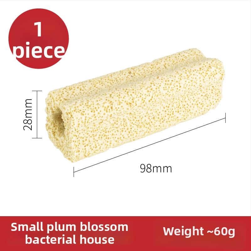 Natūralios keramikos filtravimo medžiaga akvariumui – nitrifikacinių bakterijų stulpelis, kvadrato formos, tinkama žuvų ir vėžlių akvariumams, 0.5 kg