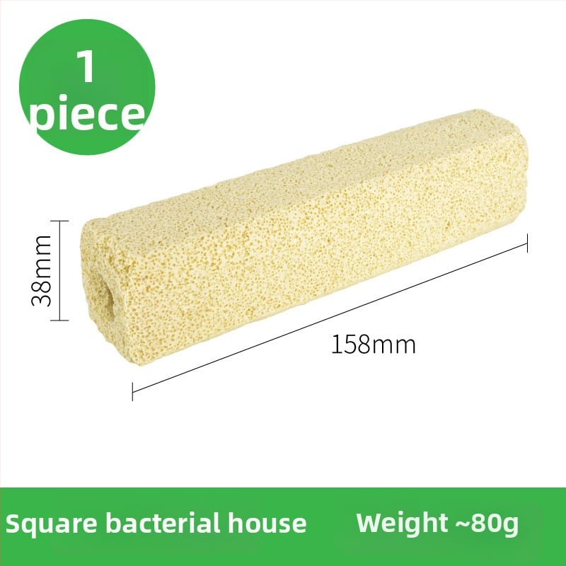 Natūralios keramikos filtravimo medžiaga akvariumui – nitrifikacinių bakterijų stulpelis, kvadrato formos, tinkama žuvų ir vėžlių akvariumams, 0.5 kg