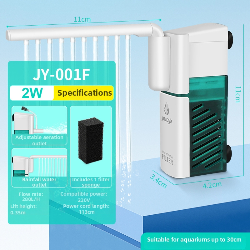Akvariumo filtro siurblys: kompaktiškas daugiafunkcinis filtras su įmontuotu cirkuliacijos siurbliu, bangų formavimas deguonies tiekimui ir potinkinis lietaus dušas mažiems talpoms • Medžiaga: plastikas • Prekės ženklas: Kyung ye • Svoris: 173 g
