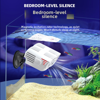 Dviejų galvų bangų siurblys akvariumui, 360° tylus srautas, su siurbtukais